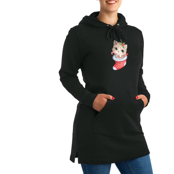 Christmas Kitty Meow Streeter Hoodie Dress